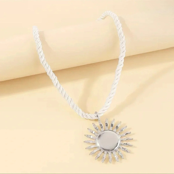 Silver Sun Radiant Celestial Sunburst Necklace - Picture 5 of 5